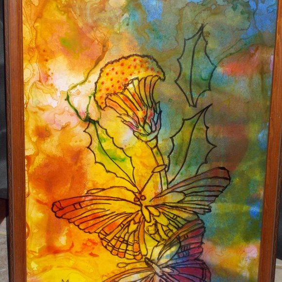 Beautiful watercolor & ink painting approximately 19.5"x13.5", framed - Picture 4 of 6